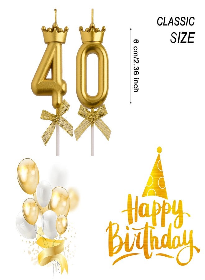 AOOLADA 40th Birthday Candles, Gold 40 Year Old Number Birthday Candles, Number 40 Candles for Men Women, Happy Birthday Party Decorations Cake Topper Gifts for Wedding Anniversary Celebration - Image 2